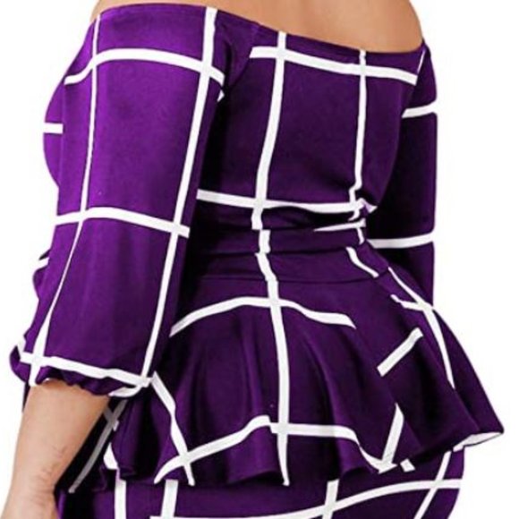 VINKKE Tops - VINKKE Women's Plus Size Off Shoulder Peplum BLOUSE 4X